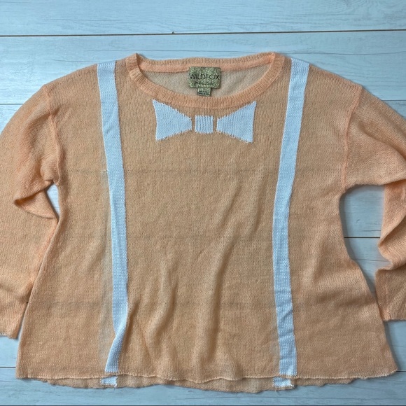 Wildfox Fancy You Sweater White Label Peach Bow - Picture 2 of 12